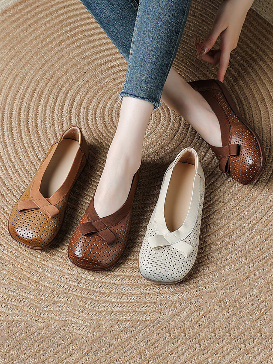 Soft Leather Women Casual Flat Genuine Shoes