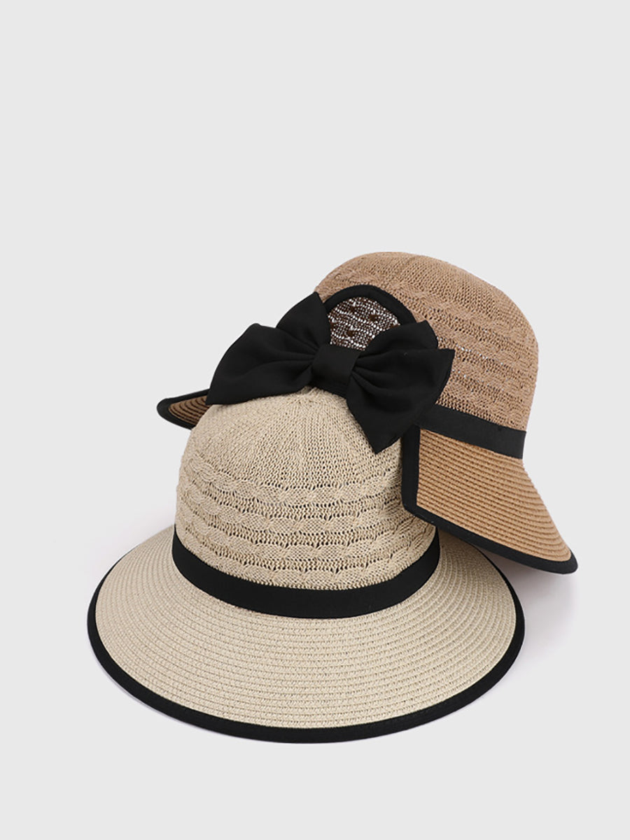 Women Bowknot Sunproof Weave Straw Hat Summer