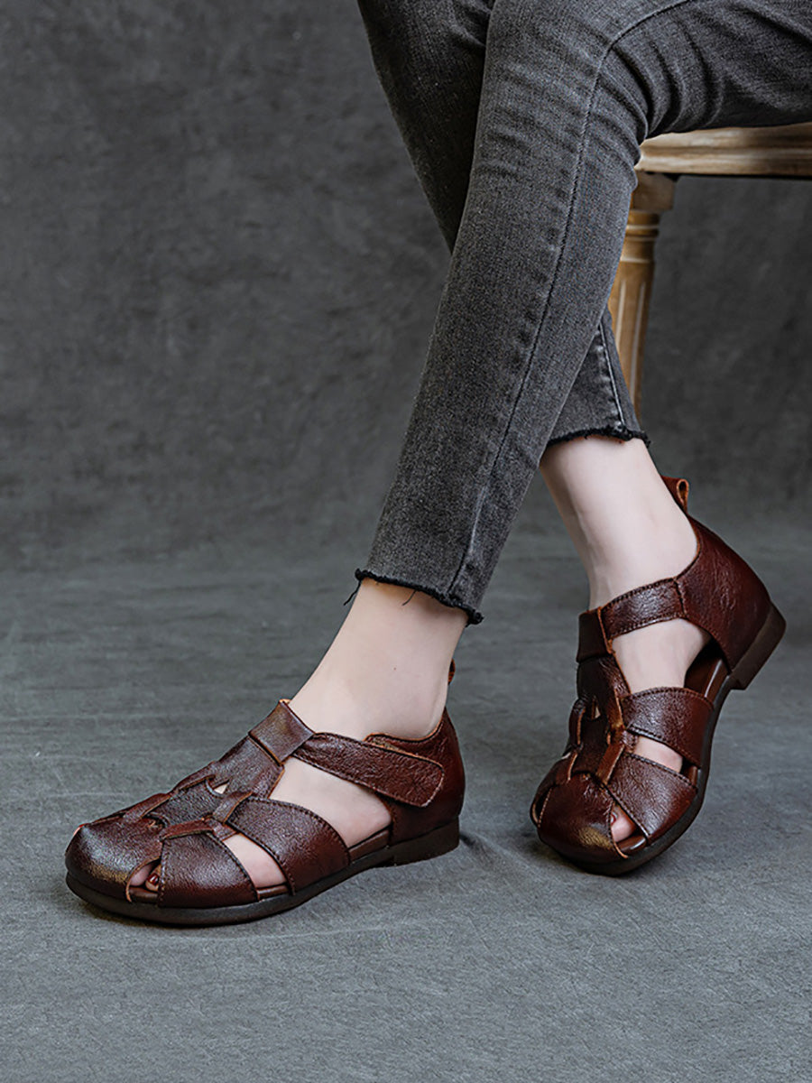 Summer Leather Spliced Sandals Women Soft