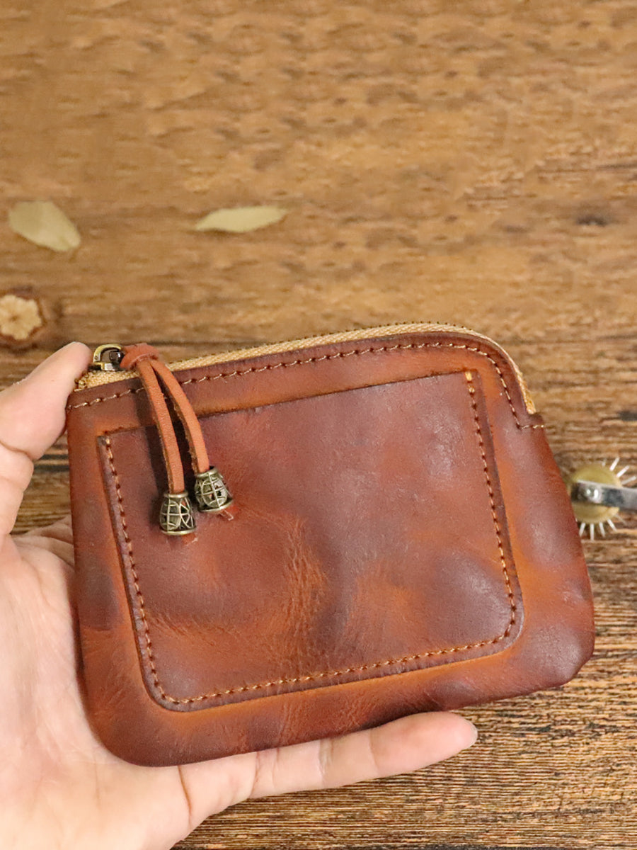 Leather Genuine Women Square Coin Purse Casual