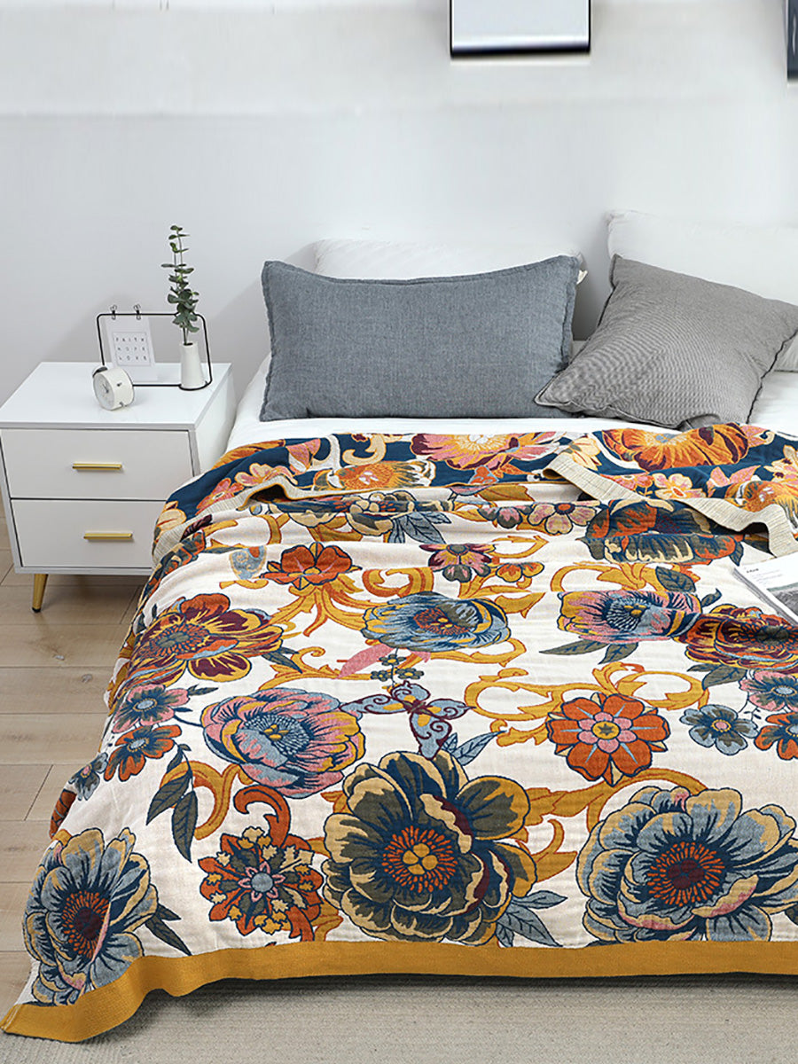 Flower 100%Cotton Sofa Bedcover Blanket