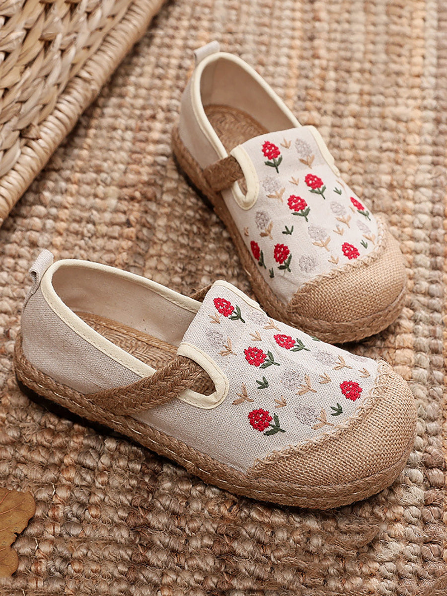 Women Summer Artsy Embroidery Linen Cotton Shoes ZZ1005