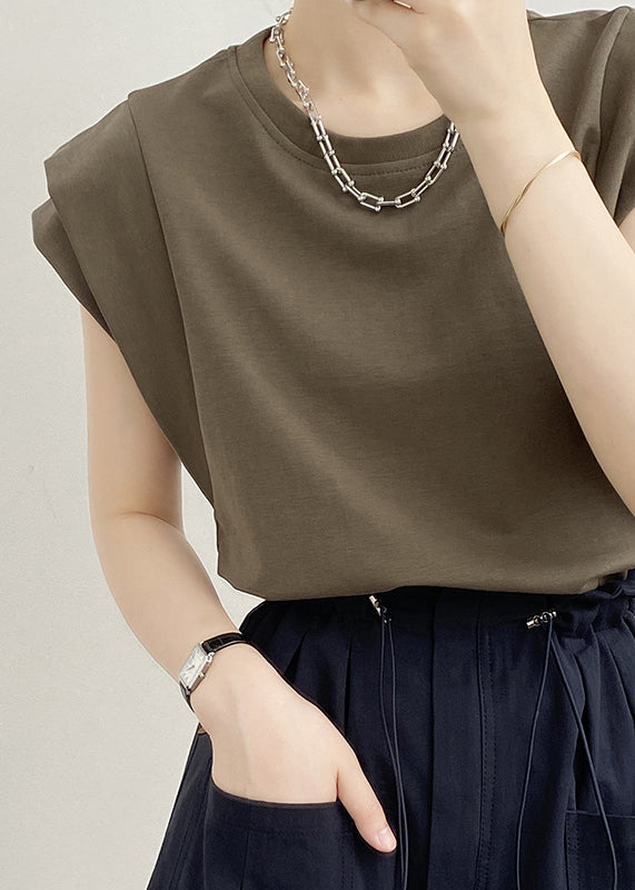 Army Solid Women Neck O T Green Summer Shirts Cotton