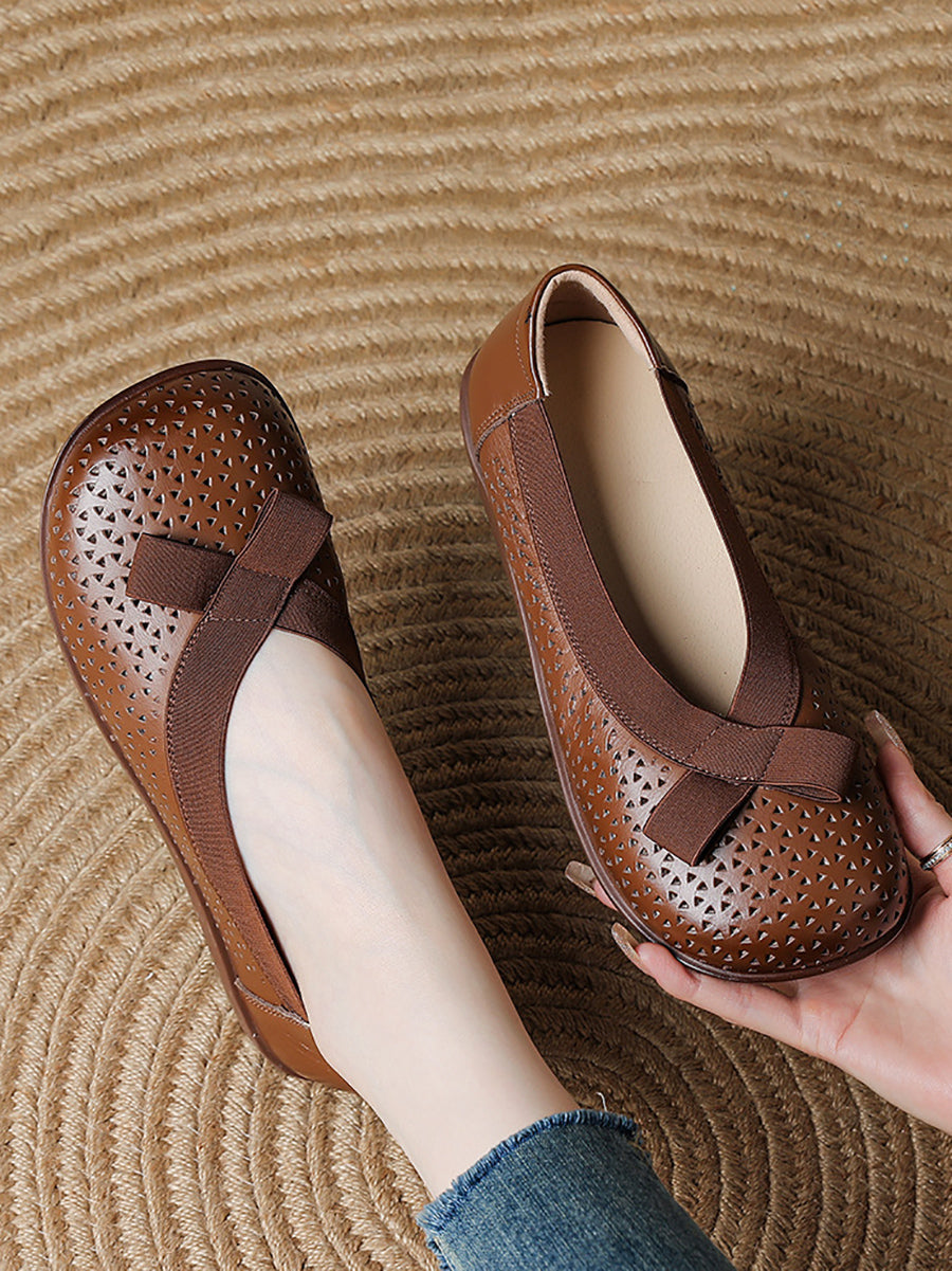 Soft Leather Women Casual Flat Genuine Shoes