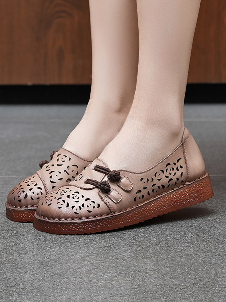 Women Hollow Low Shoes Heel Out Summer Ethnic