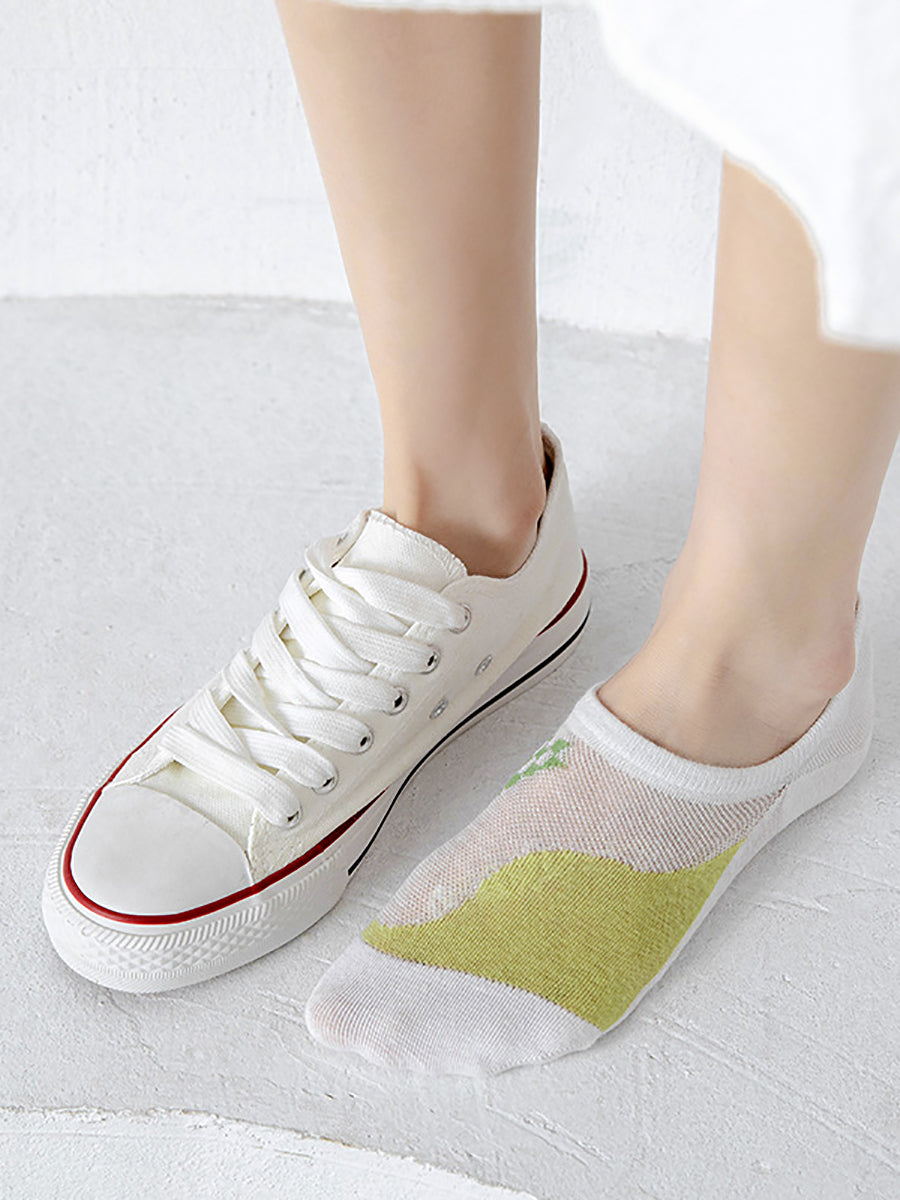 5 Pairs Women Summer Green Thin Short Socks II1030