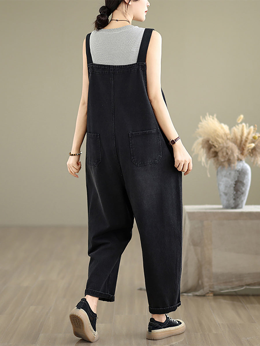 Pure Casual Denim Color Loose Women Jumpsuits Summer