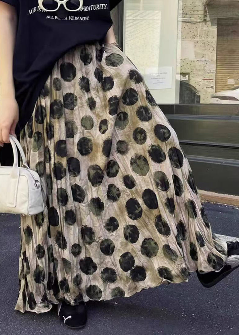 Skirt Summer Cotton Loose Apricot Dot Pockets