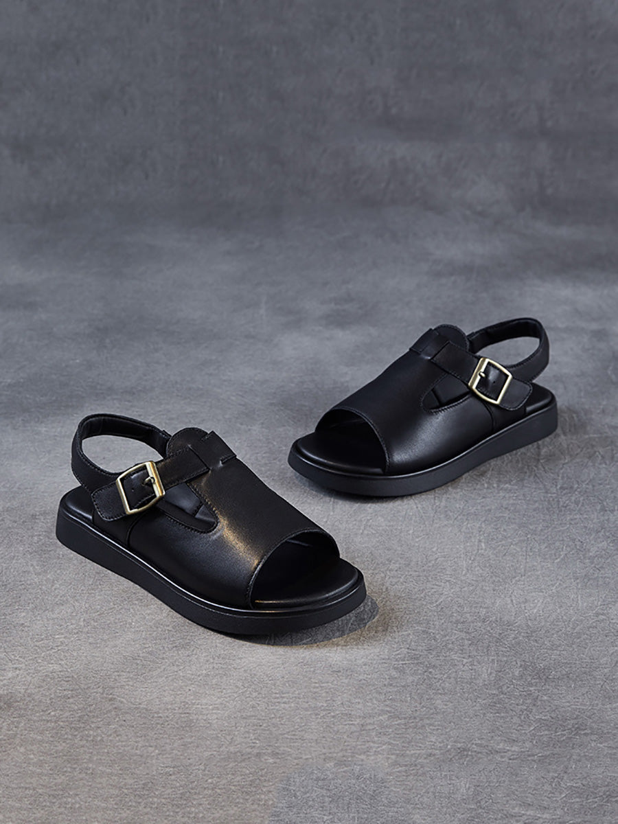 Summer Women Leather Open Soft Toe Sandals