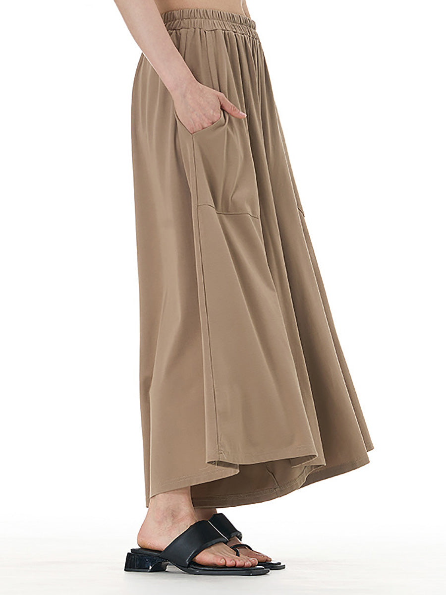 Women Summer Casual Solid Wide-leg Loose Pants FD050