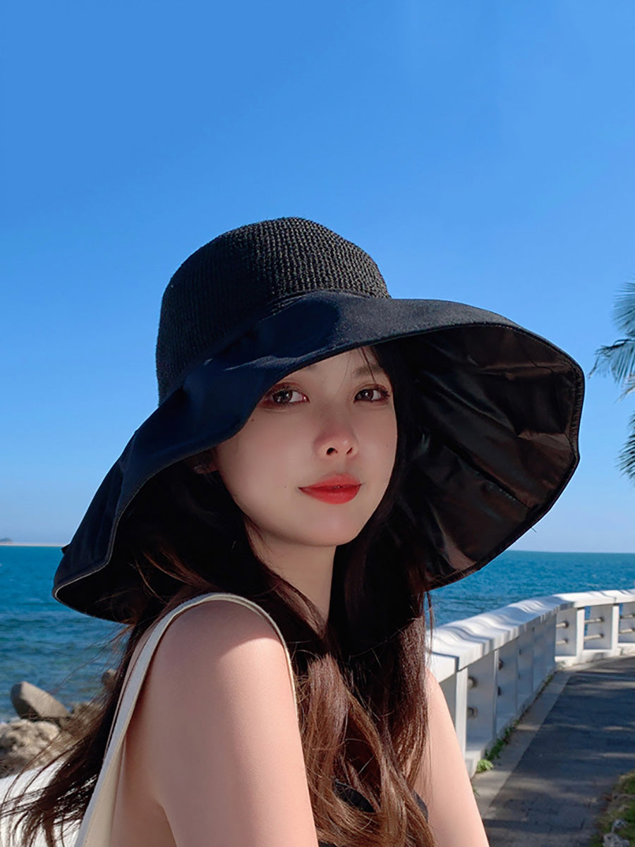 Women Summer Fashion Spliced Solid Sunproof Hat CC011