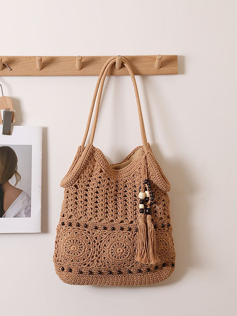 Bag Weave Beach Women Vintage Cotton Shoulder