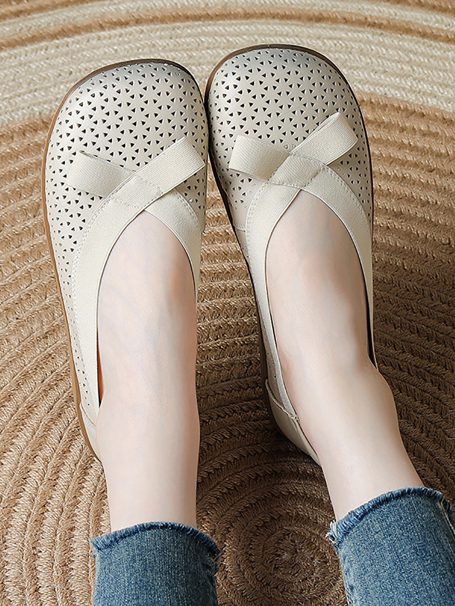 Soft Leather Women Casual Flat Genuine Shoes