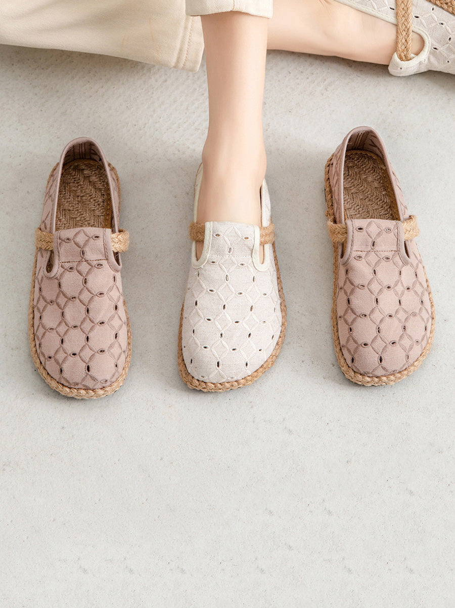 Out Flat Women Hollow Shoes Casual Summer Cotton