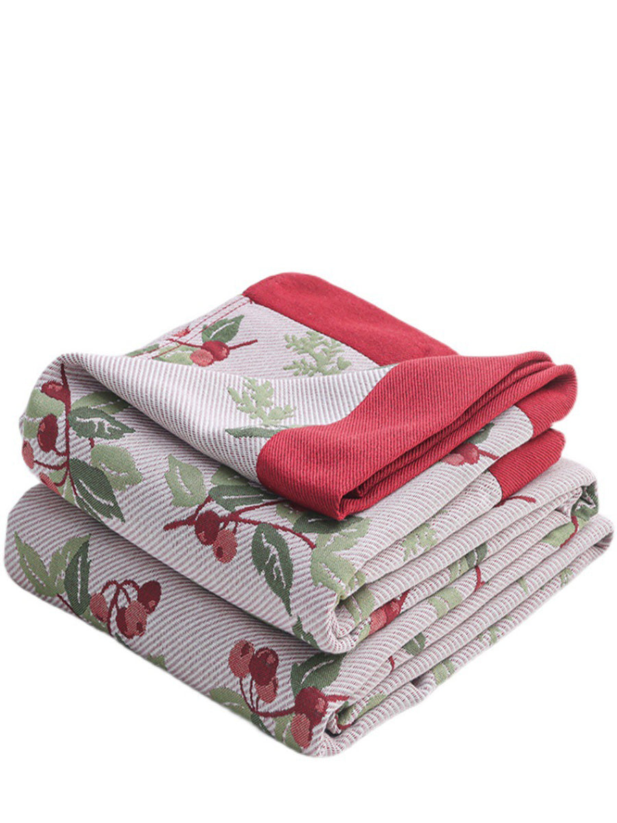 Summer Nap 100%Cotton Jacquard Cherry Sofa Blanket WE1006