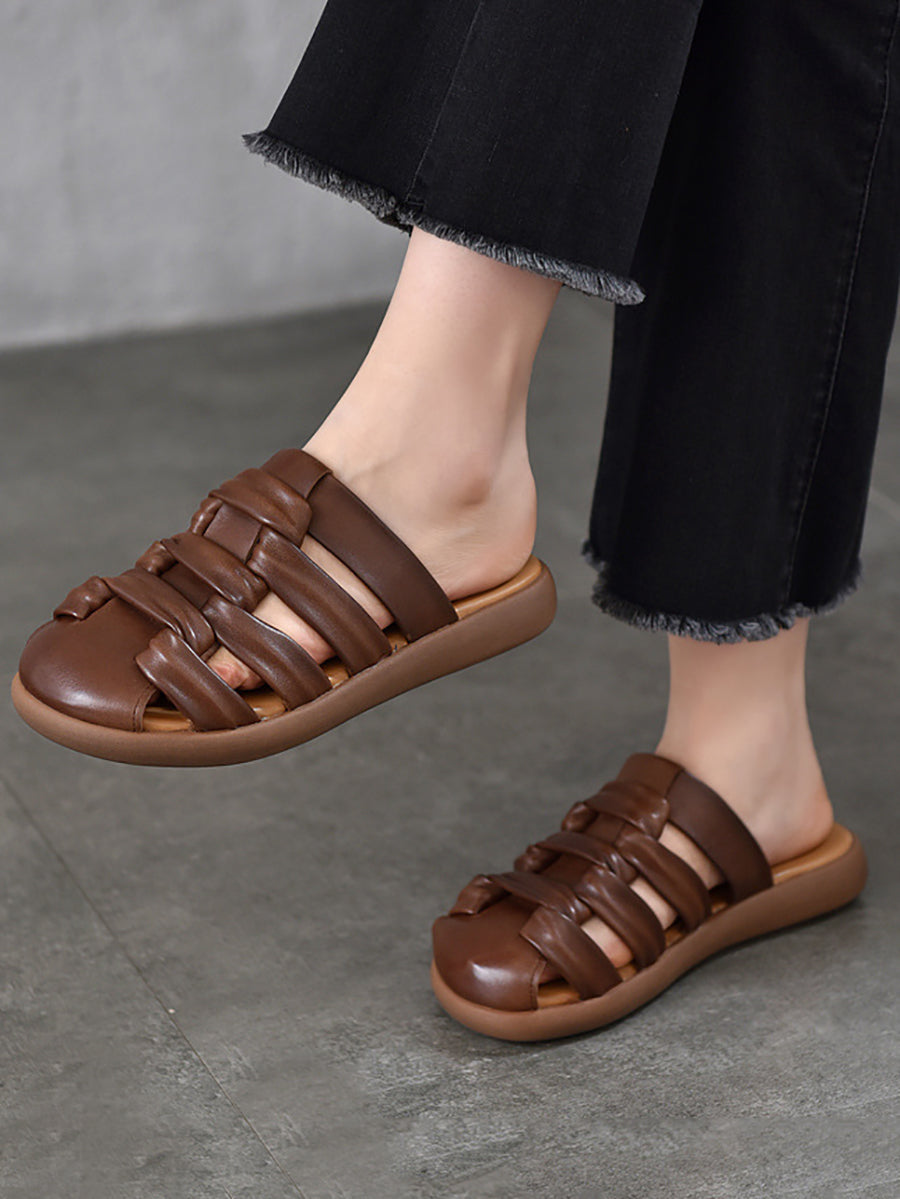 Women Summer Casual Leather Genuine Sandals