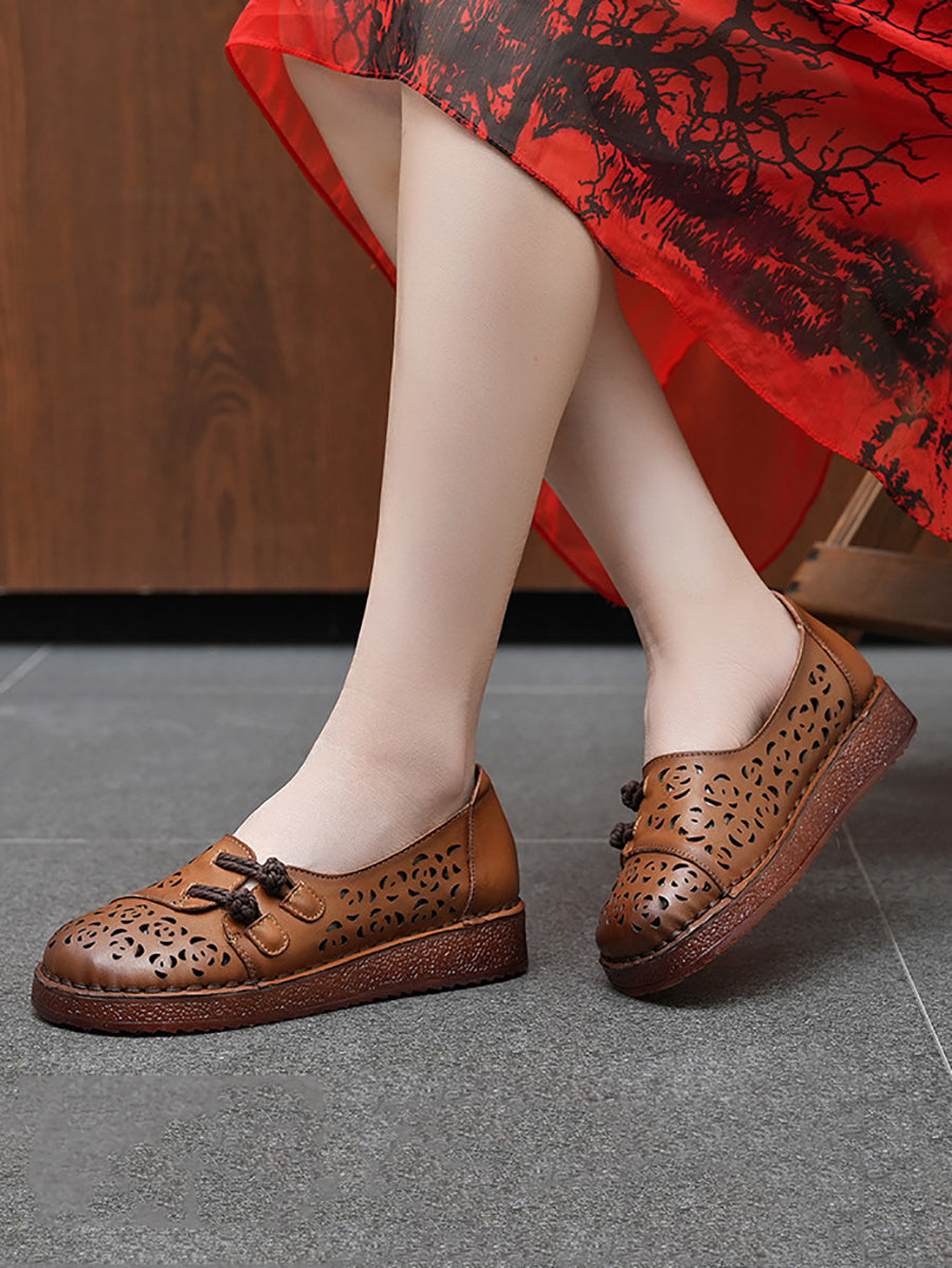 Women Hollow Low Shoes Heel Out Summer Ethnic