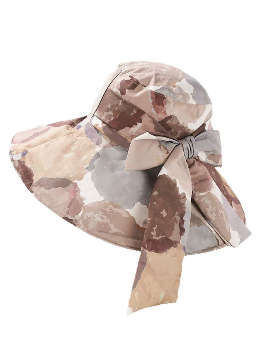 Artsy Colorblock Women Sunproof Hat Bowknot