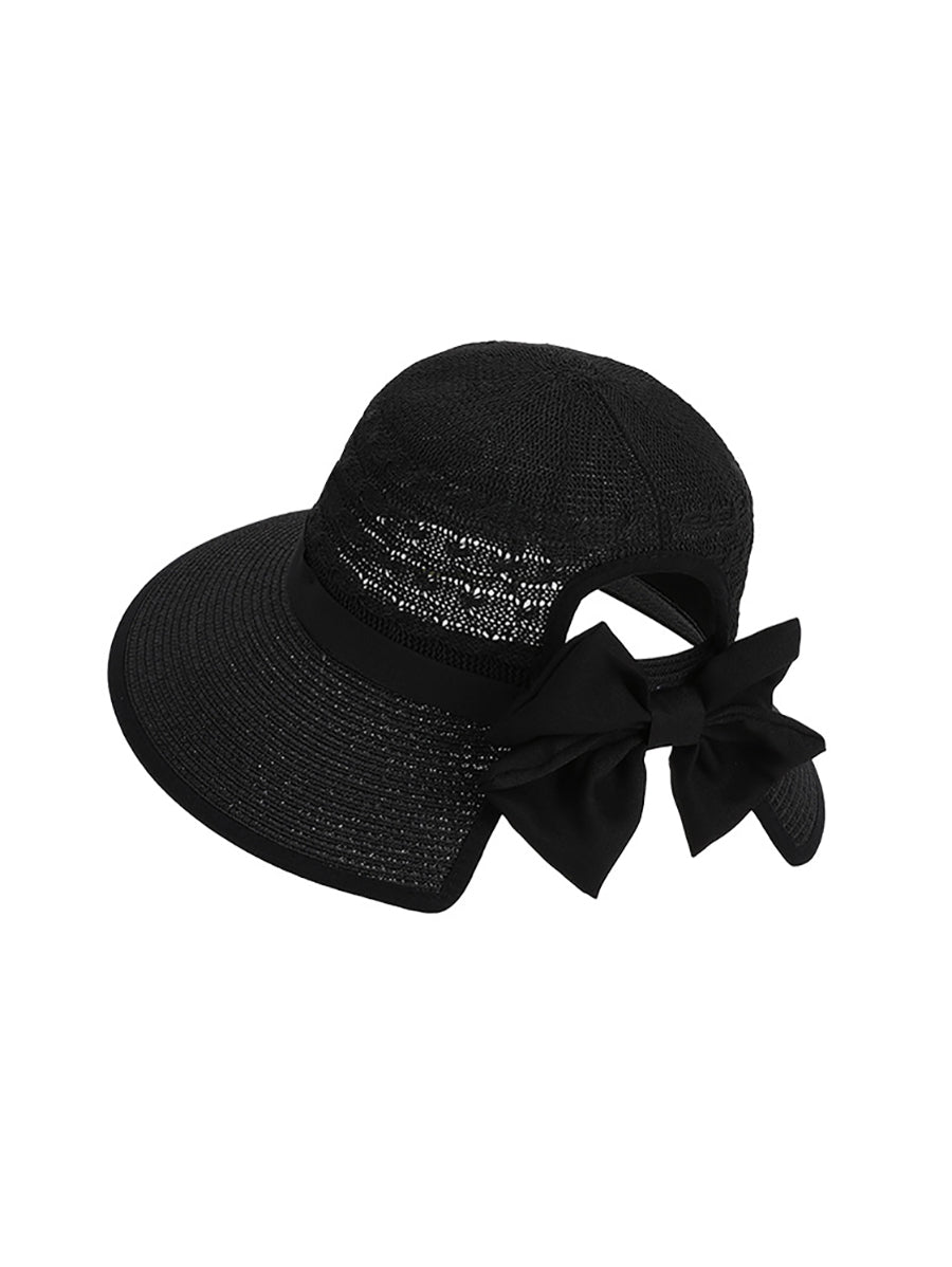 Women Bowknot Sunproof Weave Straw Hat Summer