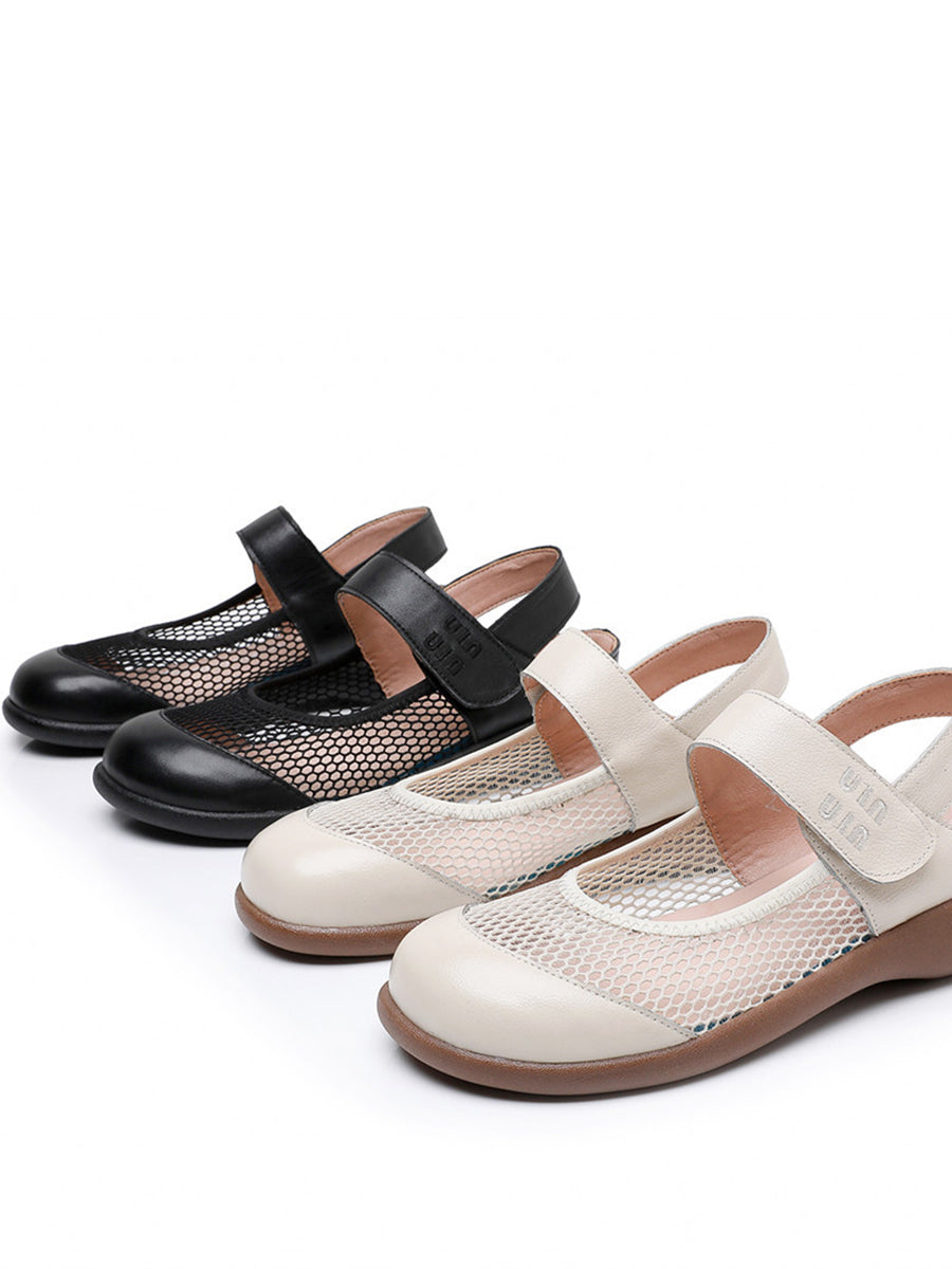 Women Summer Casual Solid Leather Low Heel Sandals AS1057