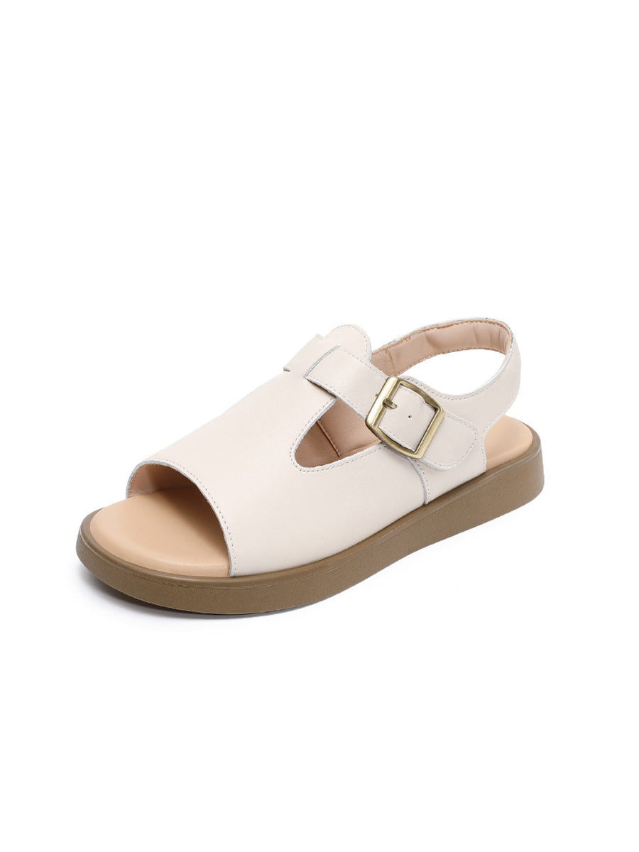 Summer Women Leather Open Soft Toe Sandals