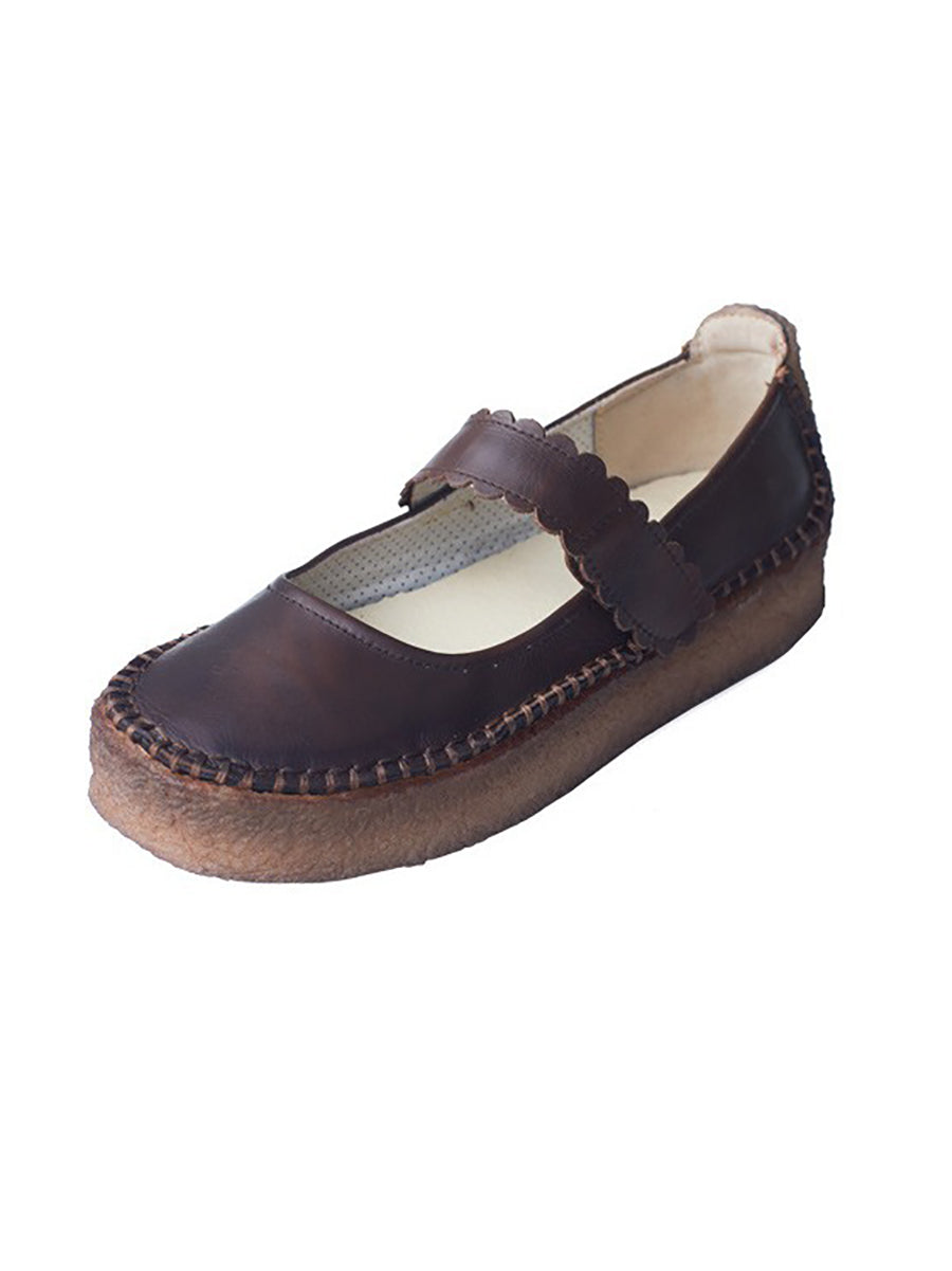 Women Summer Casual Solid Leather Velcro Flat Shoes ZZ1040