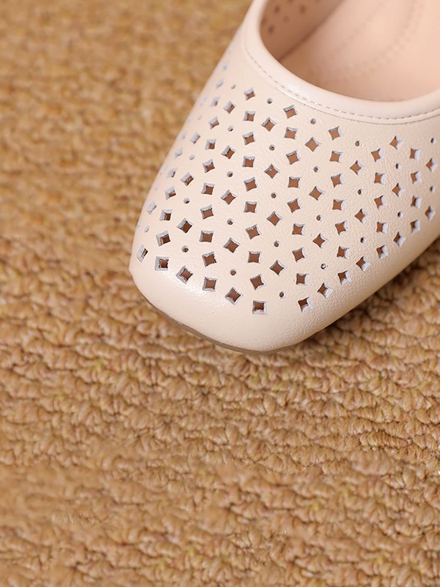 Heel Shoes Out Hollow Casual Summer Women Low