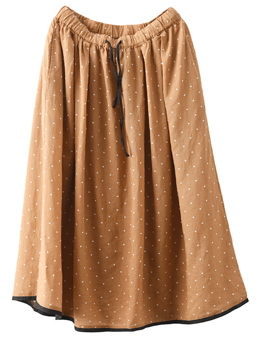 Women Summer Artsy Dot Loose Ramie Skirt PP1047