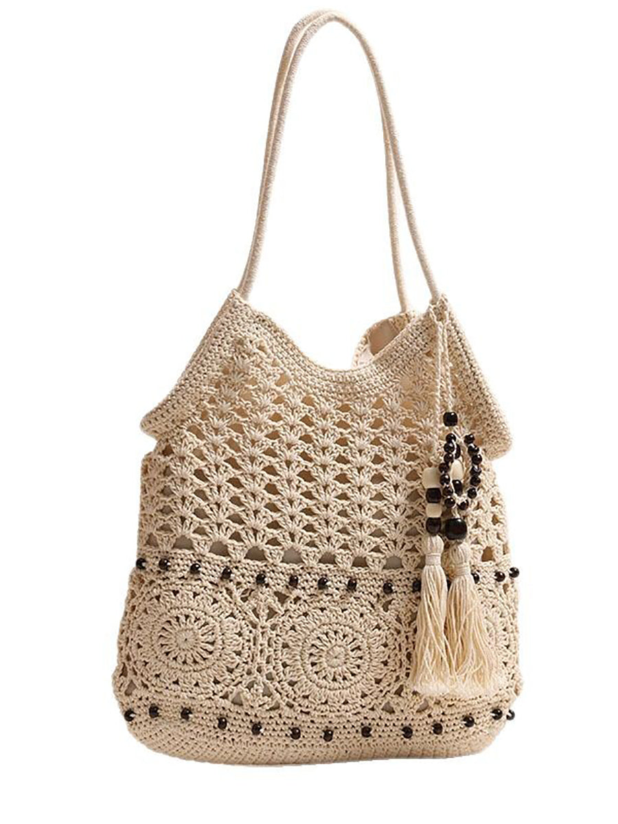 Bag Weave Beach Women Vintage Cotton Shoulder
