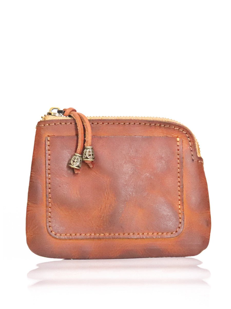 Leather Genuine Women Square Coin Purse Casual