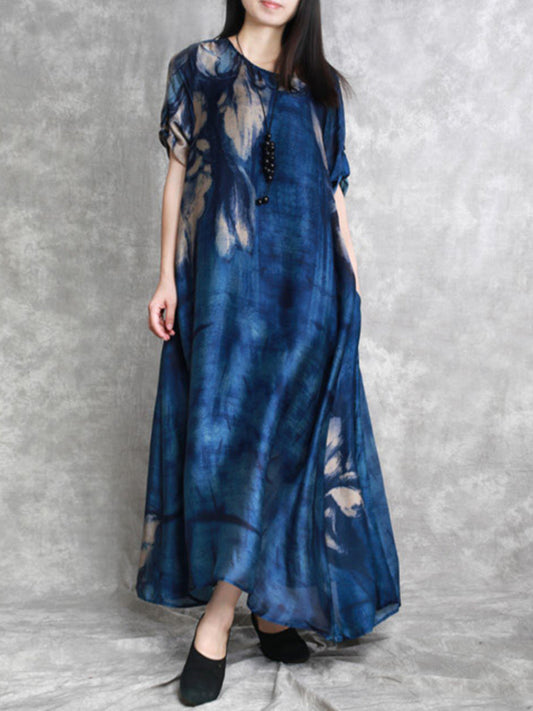 Übergröße Damen Sommer Lockeres Maxikleid mit Blumenmuster HH028