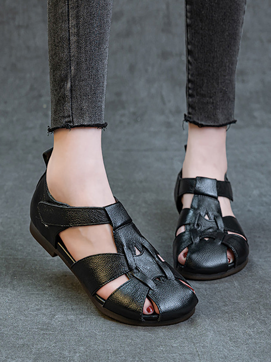 Summer Leather Spliced Sandals Women Soft