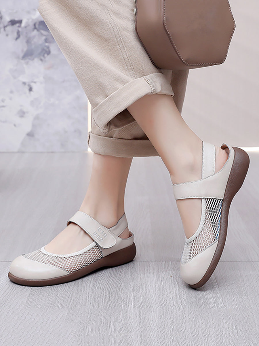 Women Summer Casual Solid Leather Low Heel Sandals AS1057