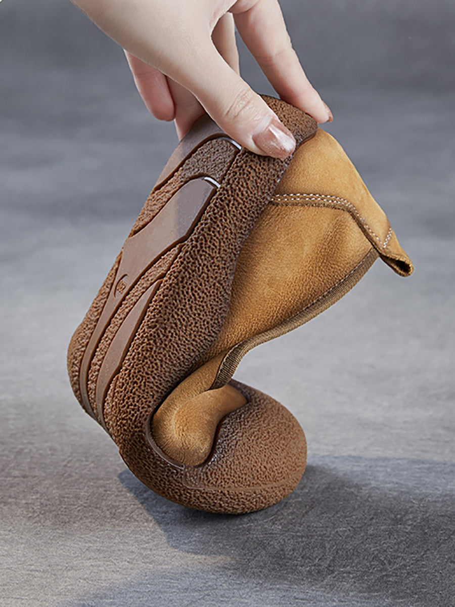 Colorblock Shoes Women Flat Genuine Summer Leather