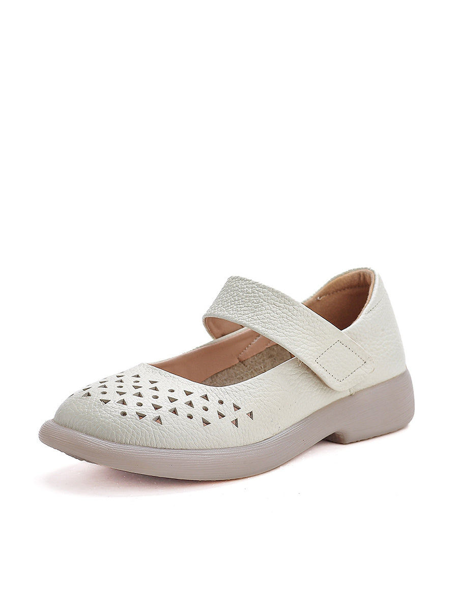 Hollow Summer Leather Out Women Shoes Vintage Platfrom
