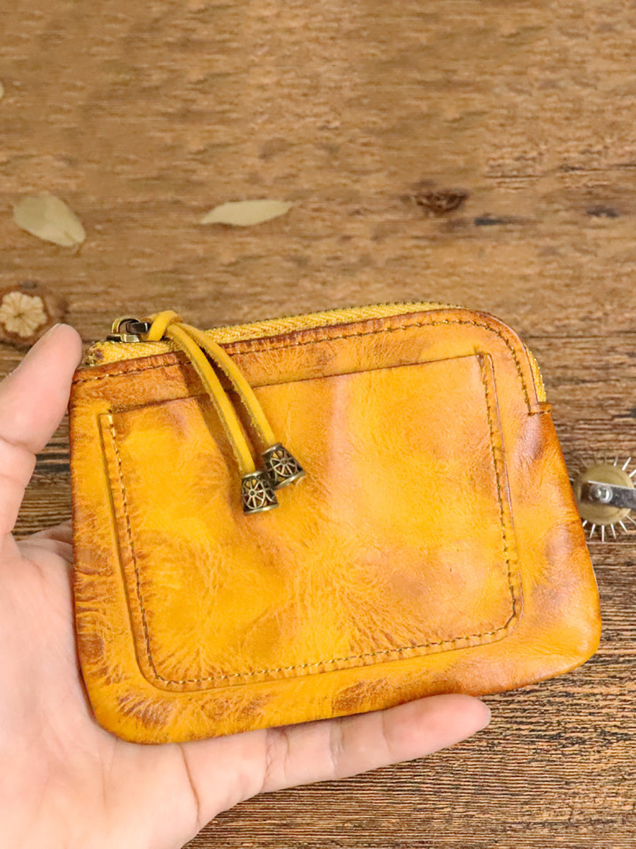 Leather Genuine Women Square Coin Purse Casual