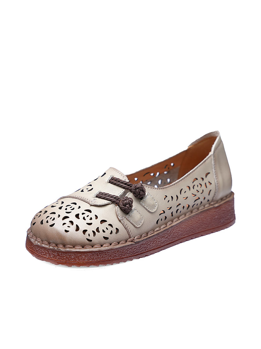 Women Hollow Low Shoes Heel Out Summer Ethnic