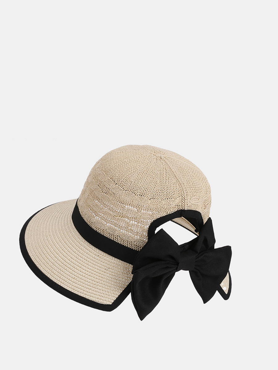 Women Bowknot Sunproof Weave Straw Hat Summer
