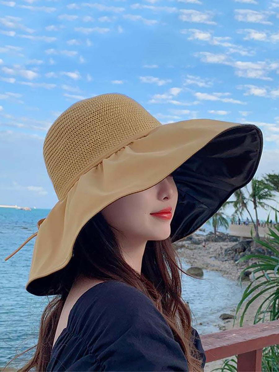 Women Summer Fashion Spliced Solid Sunproof Hat CC011