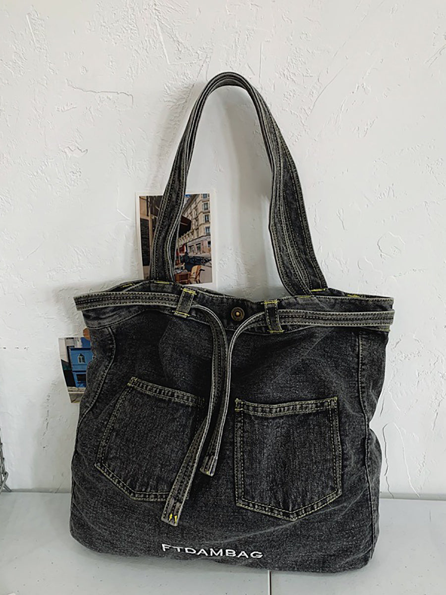 Damen Vintage Feste Tasche Denim Handtasche Schultertasche BN1033