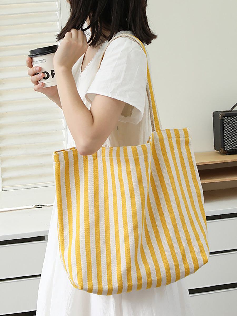 Canvas Stripe Casual Bag Women Shoulder