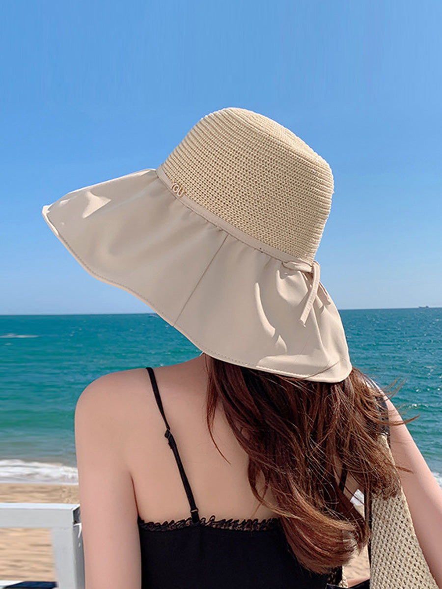 Women Summer Fashion Spliced Solid Sunproof Hat CC011