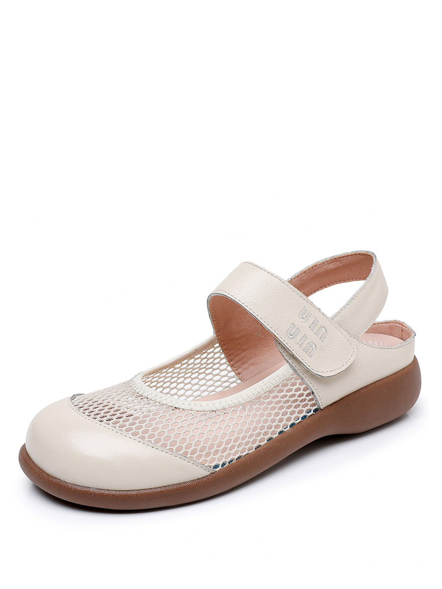 Women Summer Casual Solid Leather Low Heel Sandals AS1057