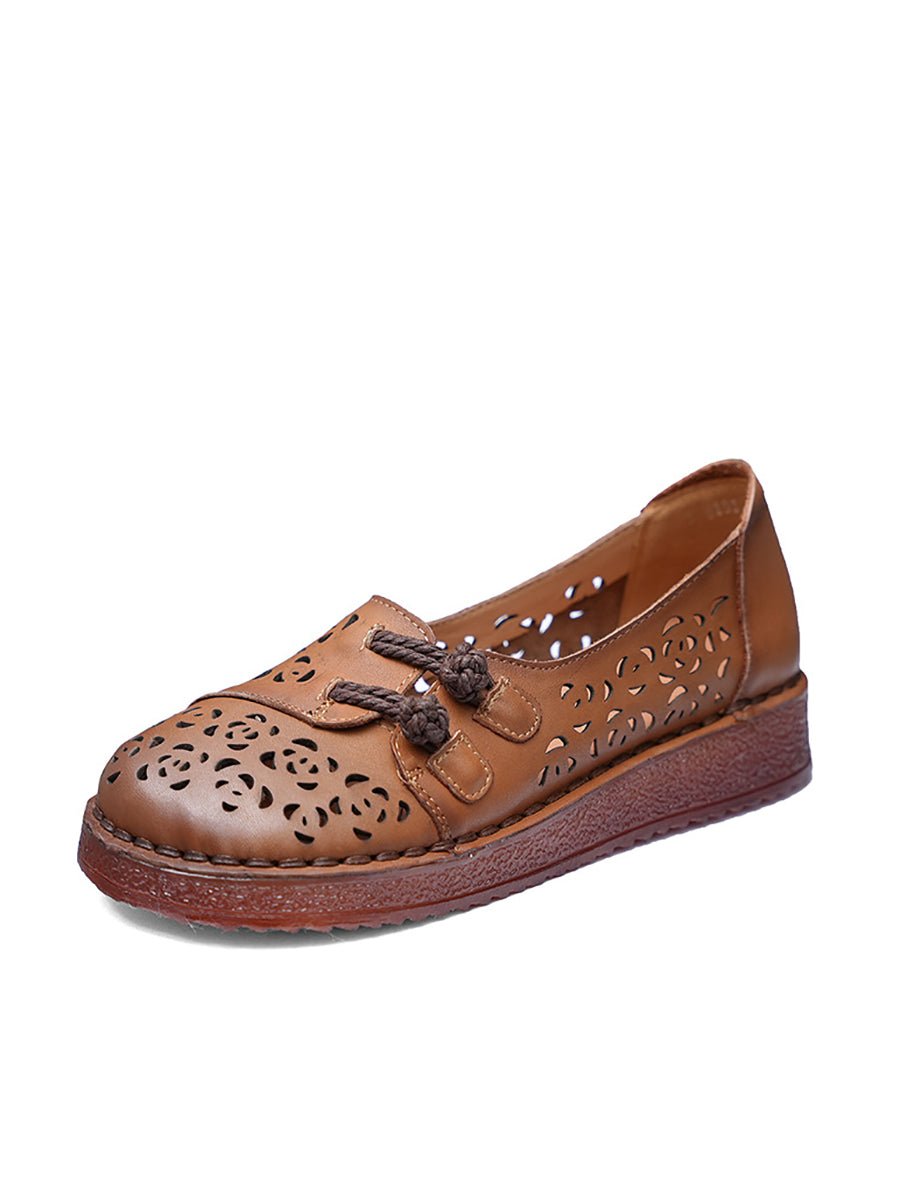 Women Hollow Low Shoes Heel Out Summer Ethnic