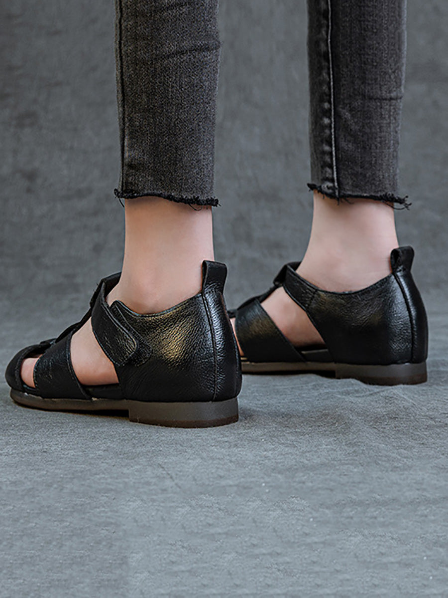 Summer Leather Spliced Sandals Women Soft