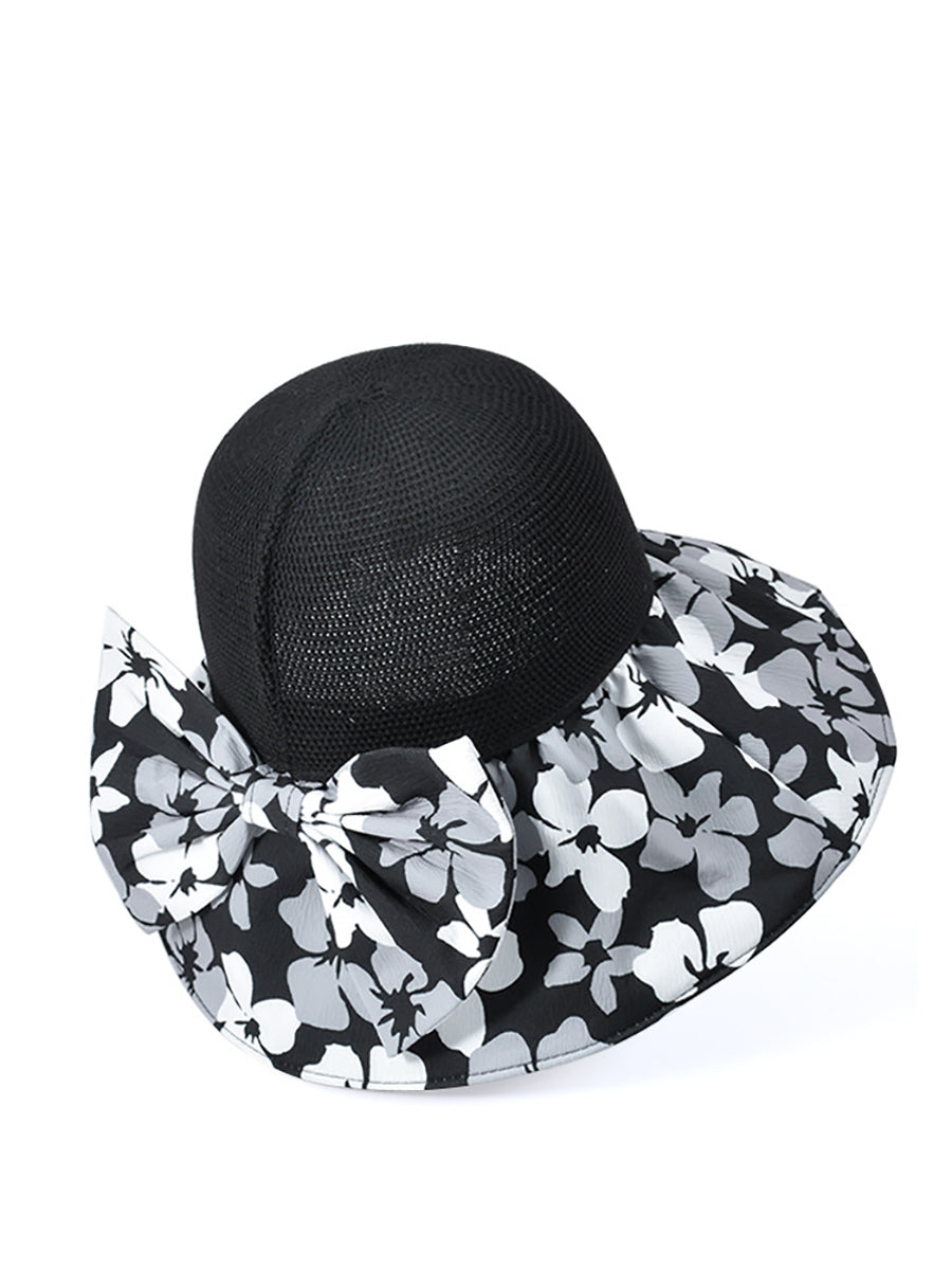 Women Summer Flower Spliced Bowknot Sunproof Hat AA1028