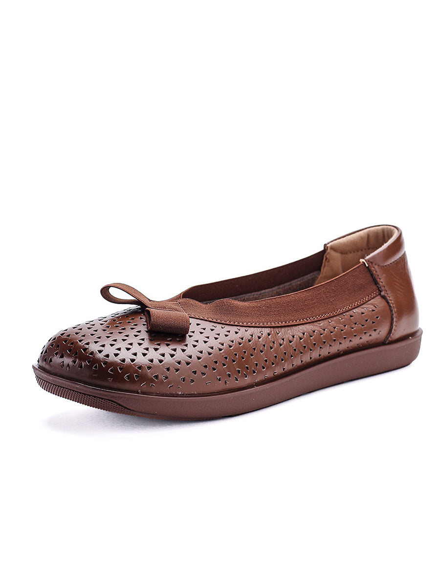 Soft Leather Women Casual Flat Genuine Shoes