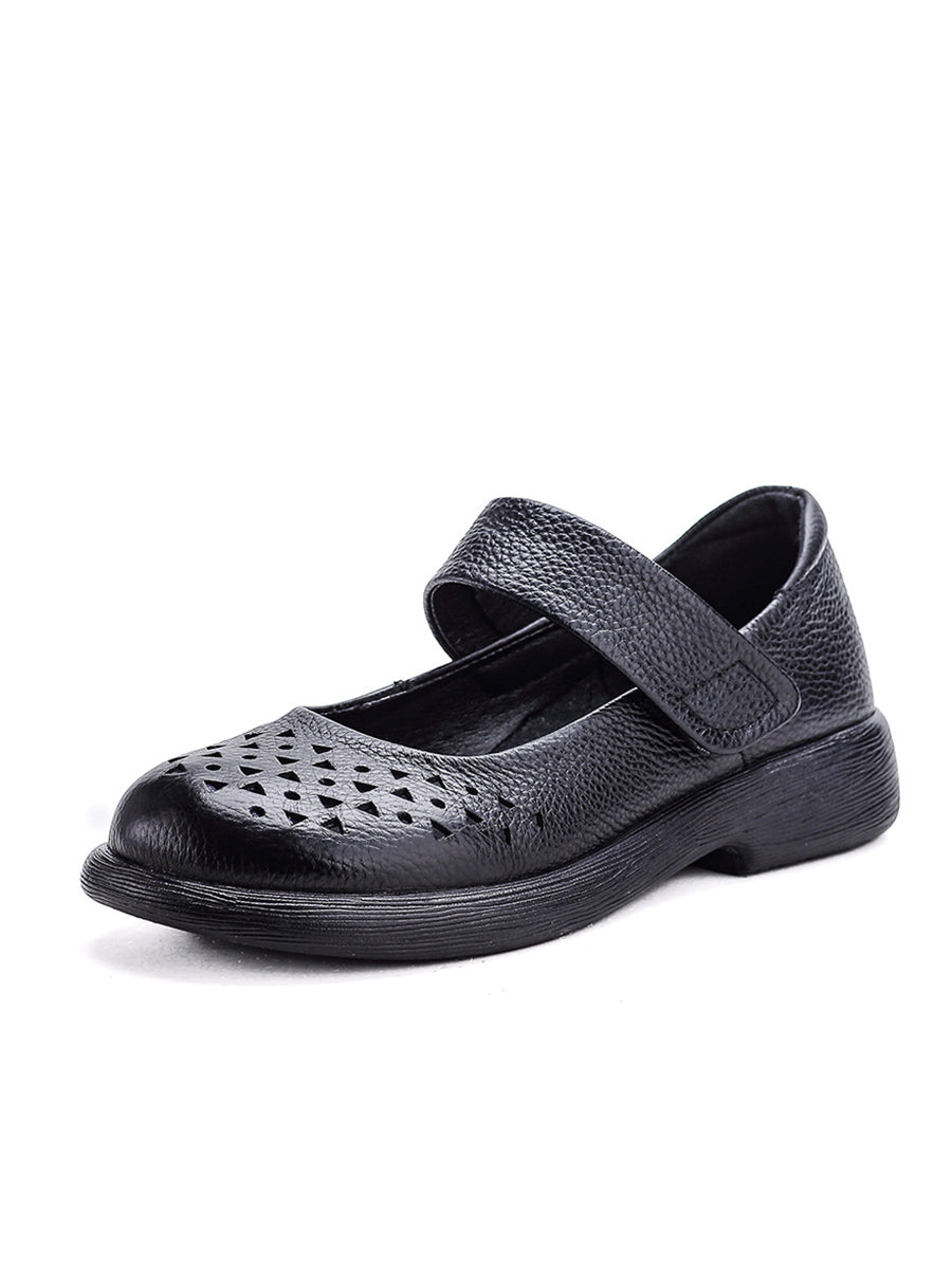 Hollow Summer Leather Out Women Shoes Vintage Platfrom