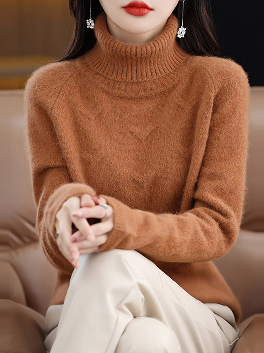 Women Autumn Turtleneck Wool Warm Knit Sweater AX1032