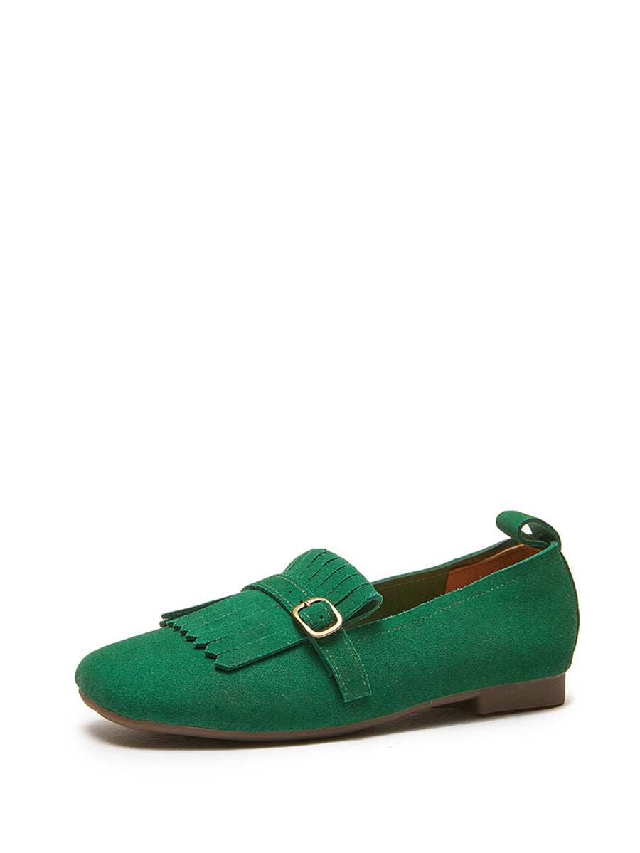 Women Summer Vintage Suede Leather Tassel Shoes IO1028
